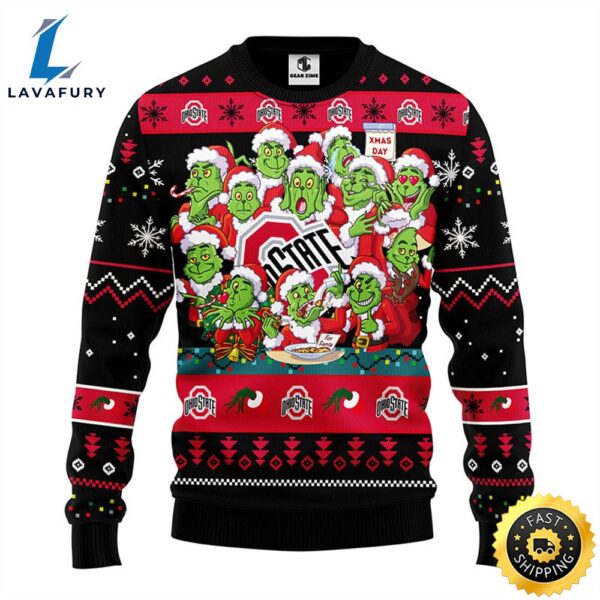 Ohio State Buckeyes 12 Grinch Xmas Day Christmas Ugly Sweater