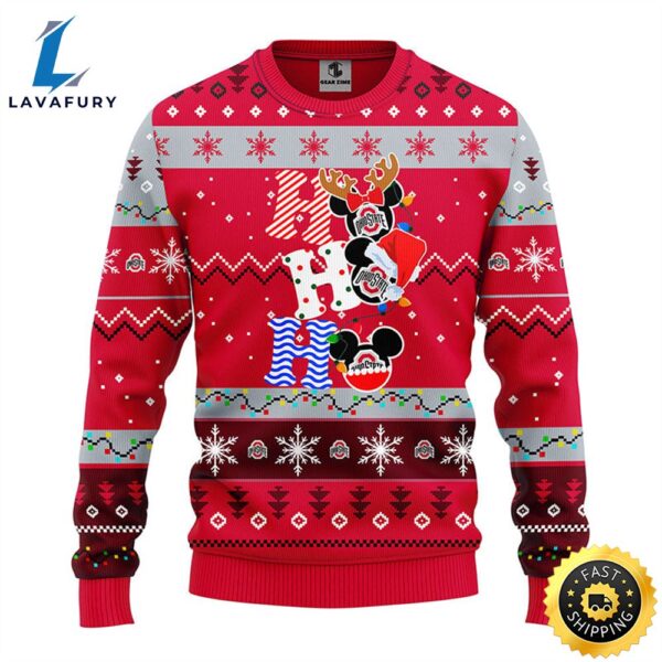 Ohio State Buckeyes Hohoho Mickey Christmas Ugly Sweater