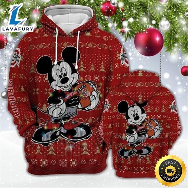 Ohio State Buckeyes Ncaa Mickey Christmas 3D Hoodie For Men For Women All Over Printed Hoodie