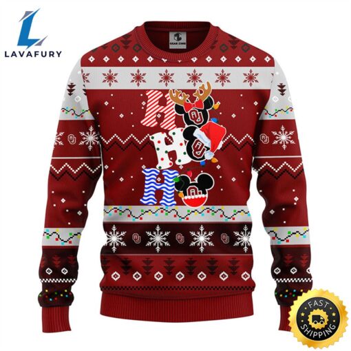 Oklahoma Sooners Hohoho Mickey Christmas Ugly Sweater