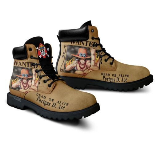 One Piece Ace Wanted Boots Leather Casual