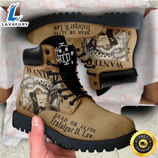 One Piece Law Wanted Boots Leather Casual