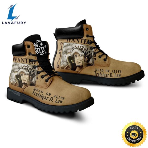 One Piece Law Wanted Boots Leather Casual
