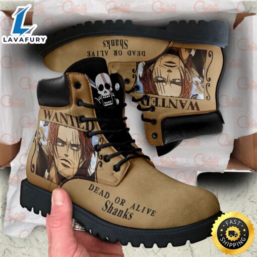 One Piece Shanks Wanted Boots Leather Casual