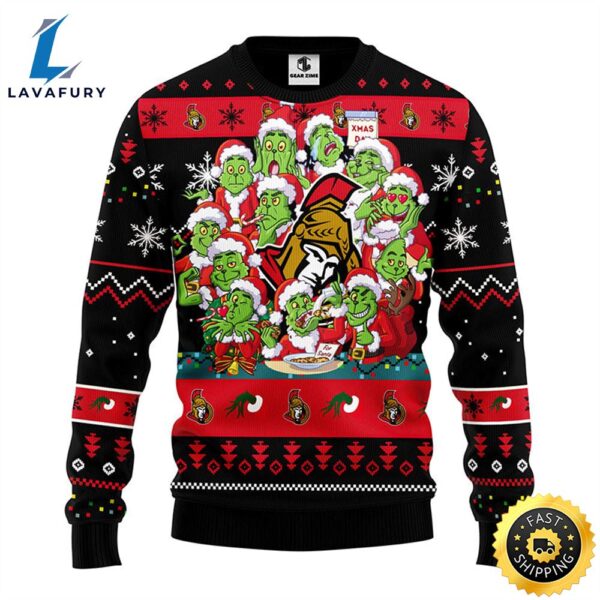 Ottawa Senators 12 Grinch Xmas Day Christmas Ugly Sweater