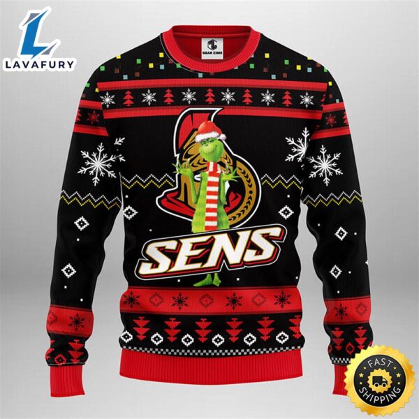 Ottawa Senators Funny Grinch Christmas Ugly Sweater