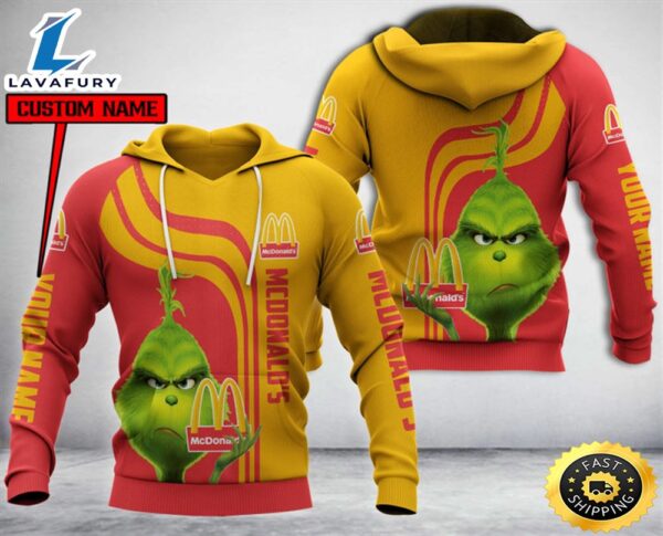 Personalized Grinch Hug Logo McDonald’s All Over Print Hoodie
