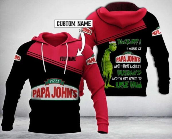 Personalized Papa John’s Pizza With Grinch Merry Christmas All Over Print Hoodie