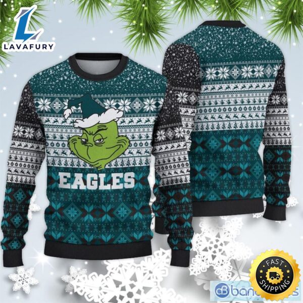 Philadelphia Eagles Christmas Grinch Sweater For Fans