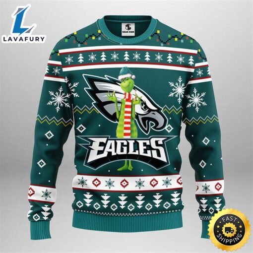 Philadelphia Eagles Funny Grinch Christmas Ugly Sweater