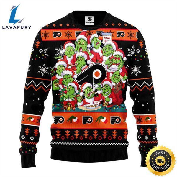 Philadelphia Flyers 12 Grinch Xmas Day Christmas Ugly Sweater