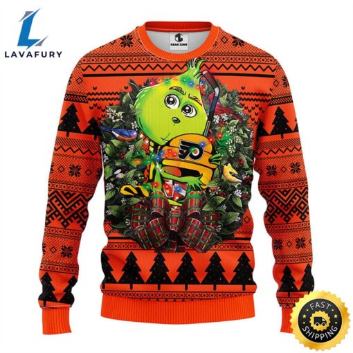 Philadelphia Flyers Grinch Hug Christmas Ugly Sweater