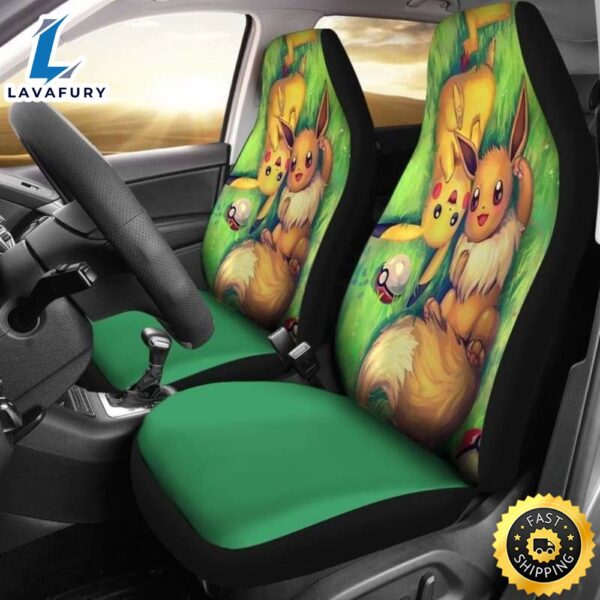 Pikachu And Eevee Car Seat Covers Universal