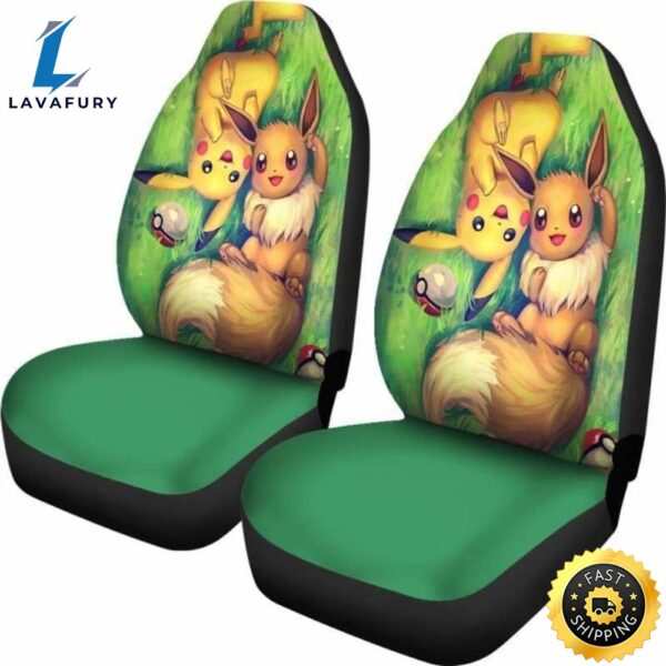 Pikachu And Eevee Car Seat Covers Universal