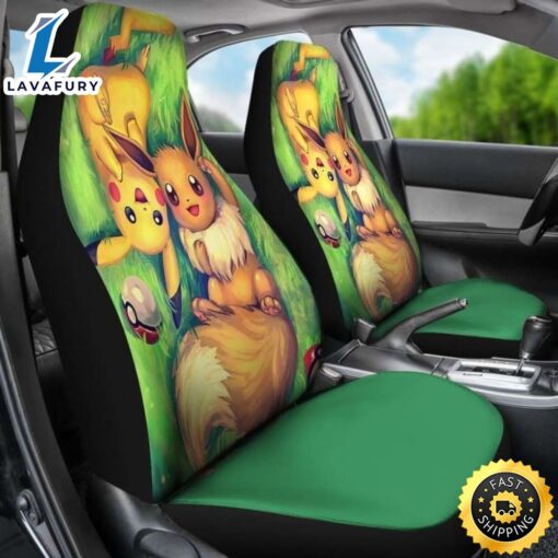 Pikachu And Eevee Car Seat Covers Universal