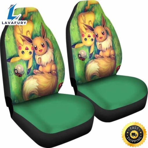 Pikachu And Eevee Car Seat Covers Universal