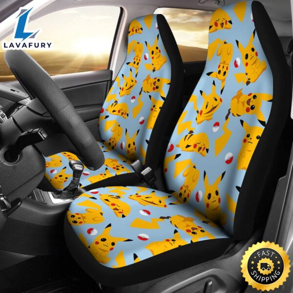 Pikachu Red Seat Covers Pokemon Pattern Anime Car Seat Covers