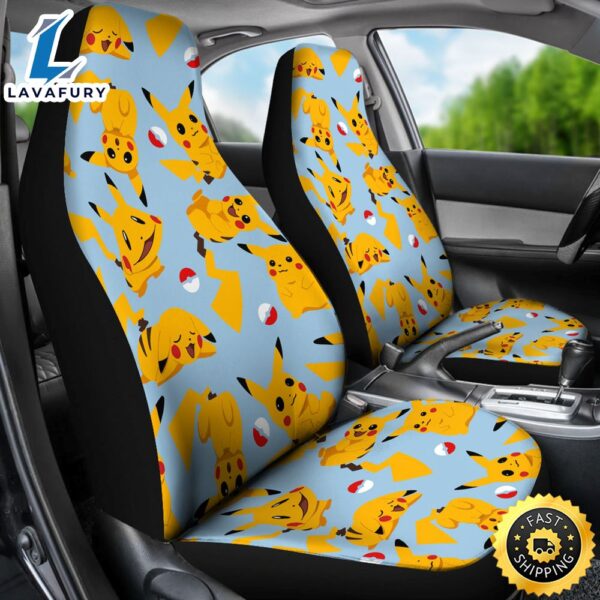 Pikachu Red Seat Covers Pokemon Pattern Anime Car Seat Covers