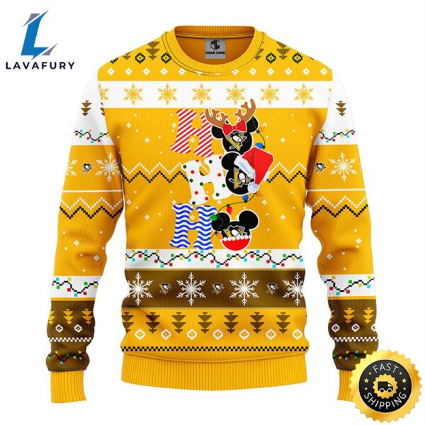 Pittsburgh Penguins Hohoho Mickey Christmas Ugly Sweater
