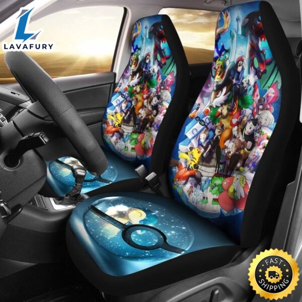 Poke Ball Blue Design Pokemon Car Seat Covers