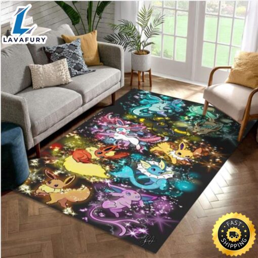 Pokemon Eevee Evolution Area Rug Living Room Rug Family