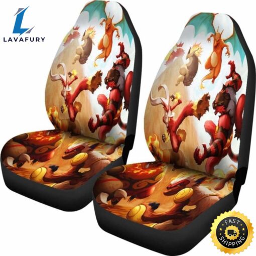 Pokemon Fire Car Seat Covers Universal