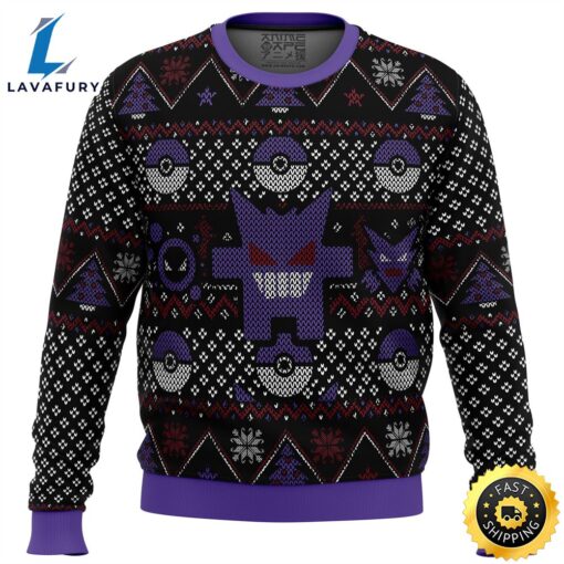 Pokemon Ghosts Gengar Ghastly Haunter Ugly Christmas Sweater