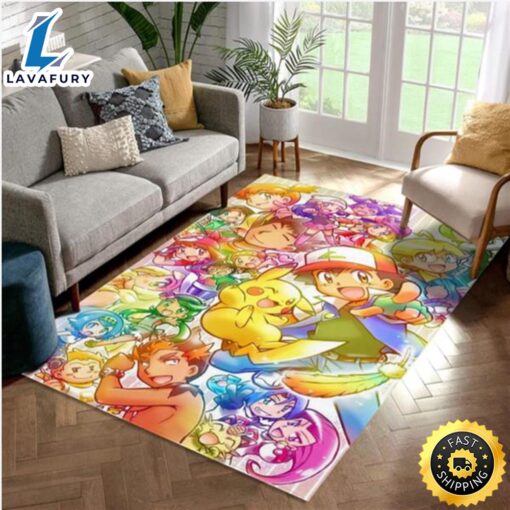 Pokemon Main Characters Area Rug Living Room Rug Family