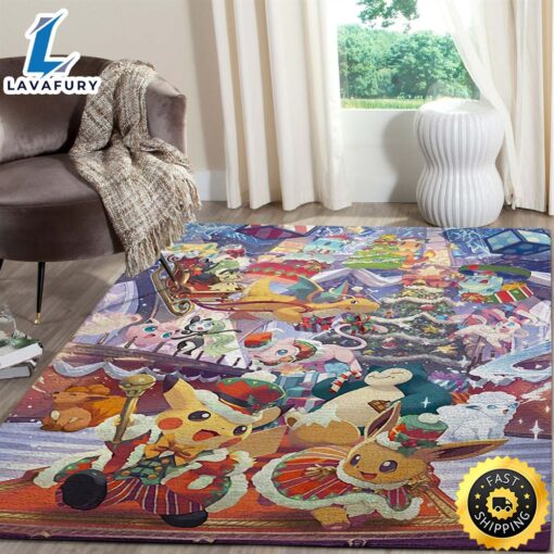 Pokemon Merry Christmas Area Rug