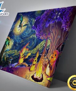 Pokemon Starry Night Campfire Canvas Print Wall Art 2 klrobg.jpg