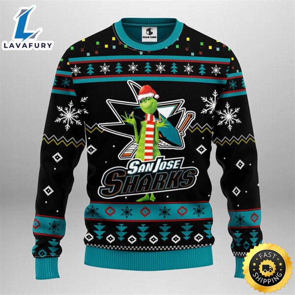 San Jose Sharks Funny Grinch Christmas Ugly Sweater