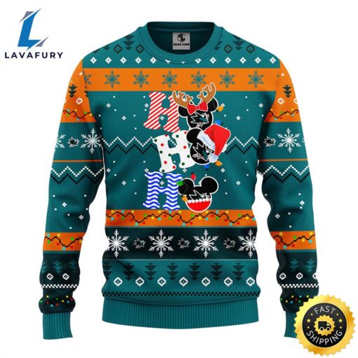 San Jose Sharks Hohoho Mickey Christmas Ugly Sweater