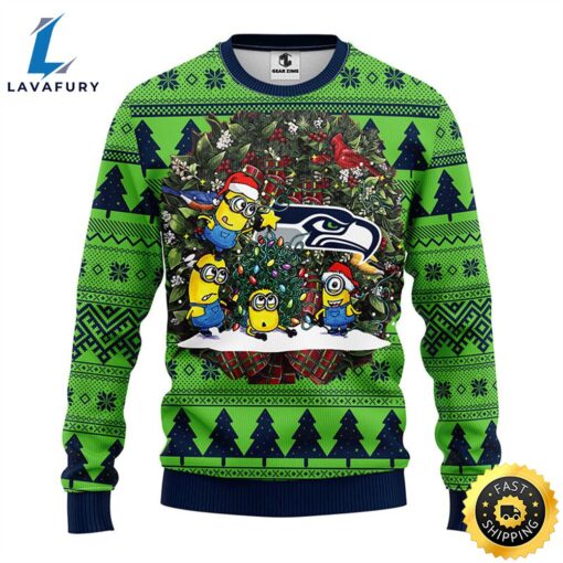 Seattle Seahawks Minion Christmas Ugly Sweater