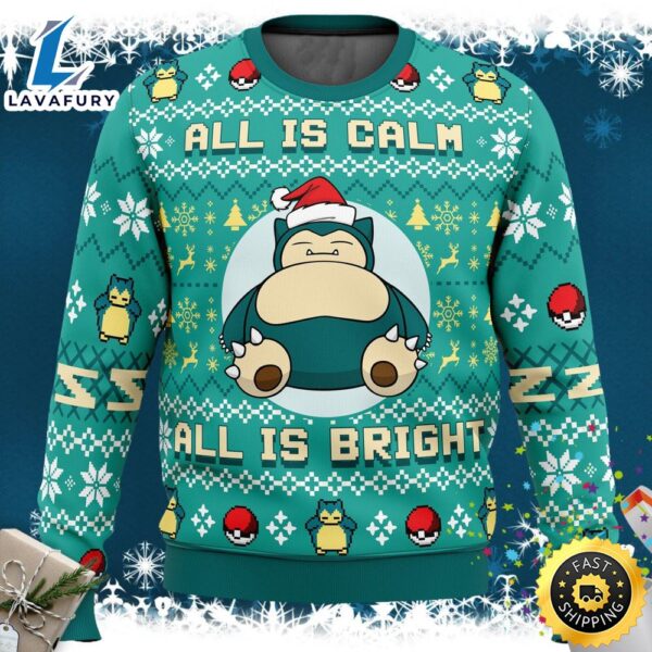 Snorlax All Is Calm All Is Bright Pokemon Ugly Sweater
