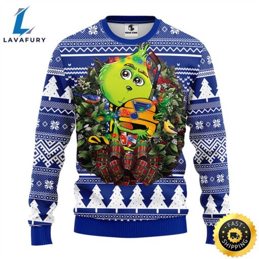 St. Louis Blues Grinch Hug Christmas Ugly Sweater