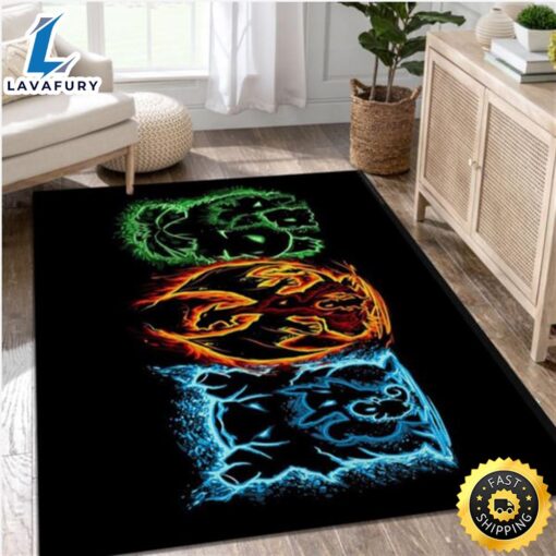 Starter Pokemon Video Game Reangle Rug Bedroom Rug