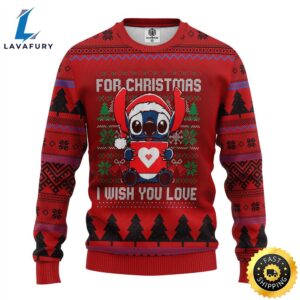 Stitch Heart Ugly Sweater For Christmas