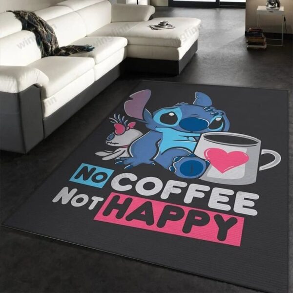 Stitch No Coffee Not Happy Area Rug Living Room And Bed Room Rug Disney Rug Carpet