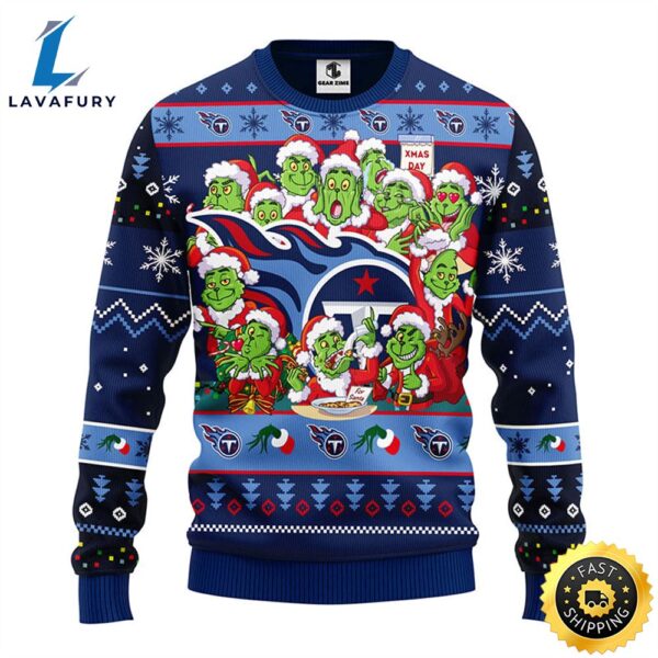 Tennessee Titans 12 Grinch Xmas Day Christmas Ugly Sweater