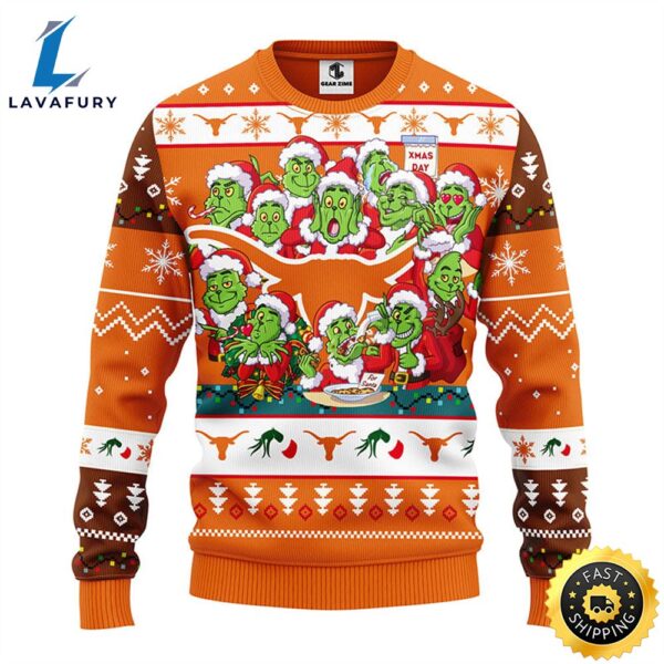 Texas Longhorns 12 Grinch Xmas Day Christmas Ugly Sweater