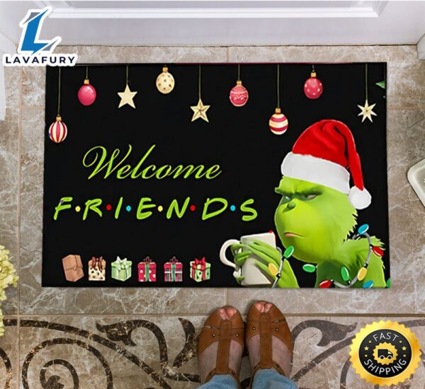 The Grinch Door Mat Welcome Friends Funny Holiday