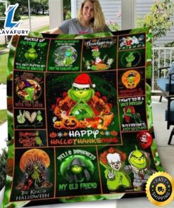 The Grinch Happy Hallothanksmas Super Soft Blanket
