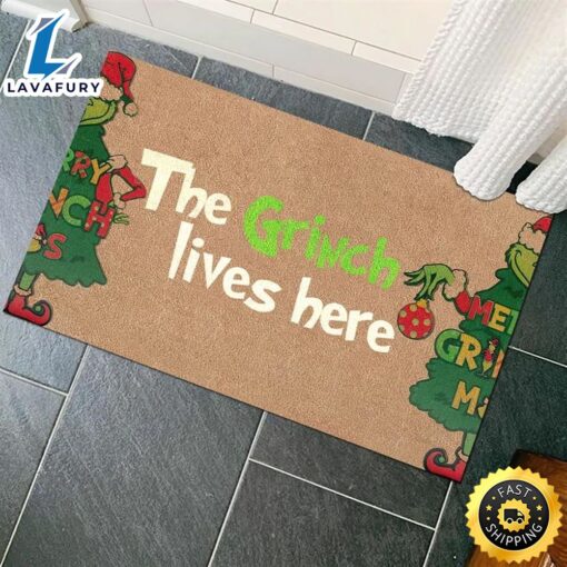 The Grinch Lives Here, Grinch Lovers Doormat 2023