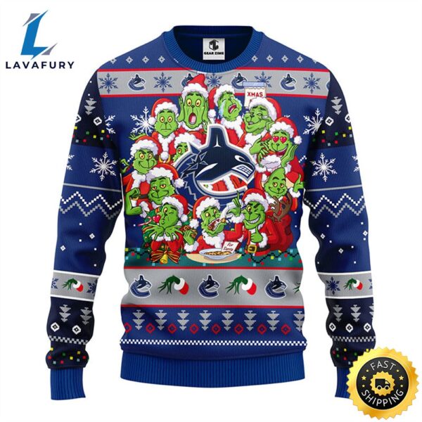 Vancouver Canucks 12 Grinch Xmas Day Christmas Ugly Sweater