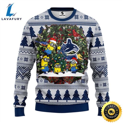 Vancouver Canucks Minion Christmas Ugly Sweater