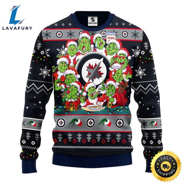 Winnipeg Jets 12 Grinch Xmas Day Christmas Ugly Sweater