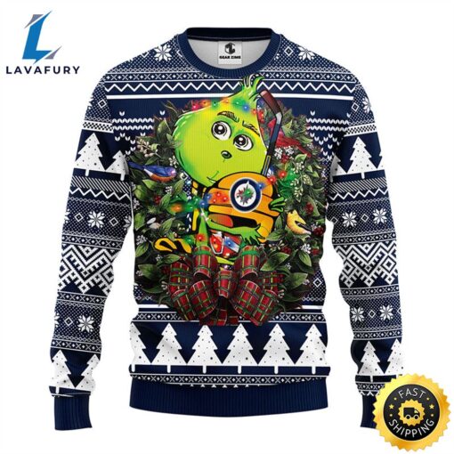 Winnipeg Jets Grinch Hug Christmas Ugly Sweater