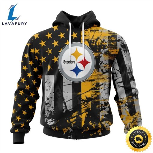 Personalized Pittsburgh Steelers Classic Grunge American Flag Vetaran 3D Shirt Unisex