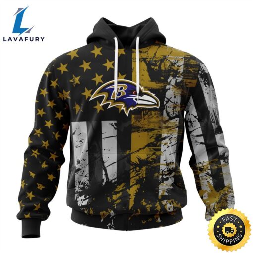 Personalized Baltimore Ravens Classic Grunge American Flag Vetaran 3D Shirt Unisex