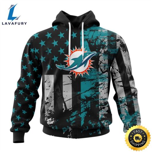 Personalized Miami Dolphins Classic Grunge American Flag Vetaran 3D Shirt Unisex